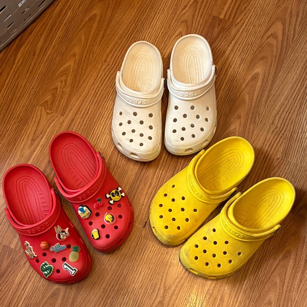 CROCS Kids Sandals - Red, Yellow, and Cream